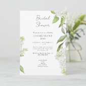 Elegantes White Hydrangea Brautparty Einladung (Stehend Vorderseite)