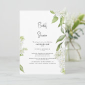 Elegantes White Hydrangea Brautparty Einladung (Stehend Vorderseite)