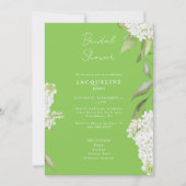 Elegantes White Hydrangea Lime Green Brautparty Einladung (Vorderseite)