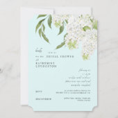 Elegantes White Hydrangea Seafoam Brautparty Einladung (Vorderseite)