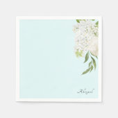 Elegantes White Hydrangea Seafoam Brautparty Serviette (Vorderseite)