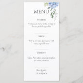 Elegantes White Hydrangea Wedding Menu Menükarte (Vorderseite)