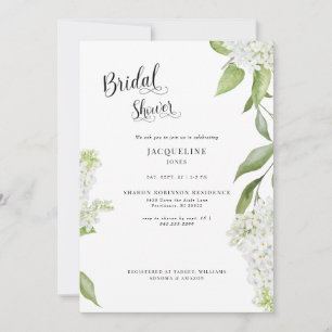 Elegantes White Hydrangea Weißes Brautparty Einladung