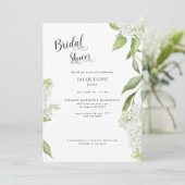 Elegantes White Hydrangea Weißes Brautparty Einladung (Stehend Vorderseite)
