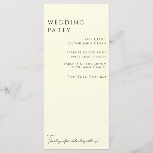 Elegantes White Hydrangea Yellow Wedding Program Menükarte (Rückseite)