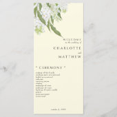 Elegantes White Hydrangea Yellow Wedding Program Menükarte (Vorderseite)
