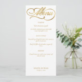 Elegantes White & Imitats Gold Calligraphy Wedding Einladung (Stehend Vorderseite)