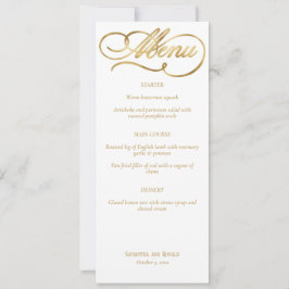 Elegantes White & Imitats Gold Calligraphy Wedding Einladung