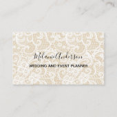 Elegantes White Lace Black Script  Visitenkarte (Vorderseite)