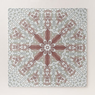 Elegantes White Lace Floral Jigsaw Puzzle