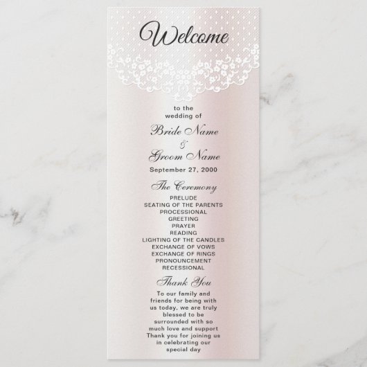 Elegantes White Lace Floral Wedding Program Programm (Vorderseite)