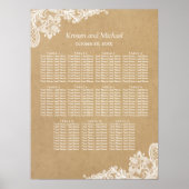 Elegantes White Lace Kraft Hochzeitsdiagramm Poster (Vorne)