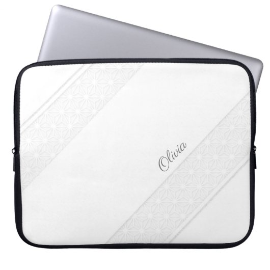 Elegantes White Lace Muster und Anpassung Laptopschutzhülle (Vorderseite)