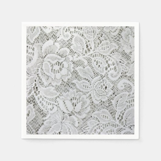 Elegantes White Lace Paper Napkins Serviette (Vorderseite)
