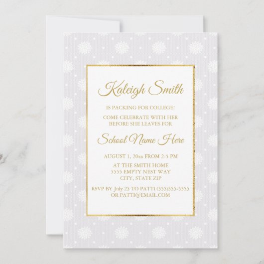 Elegantes White Lace und Gold Trunk Party laden ei Einladung (Vorderseite)