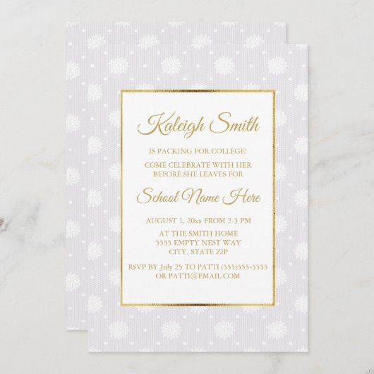 Elegantes White Lace und Gold Trunk Party laden ei Einladung (Vorne/Hinten)