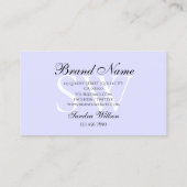 Elegantes White Light Pastel Baby Blue mit Initial Visitenkarte (Rückseite)