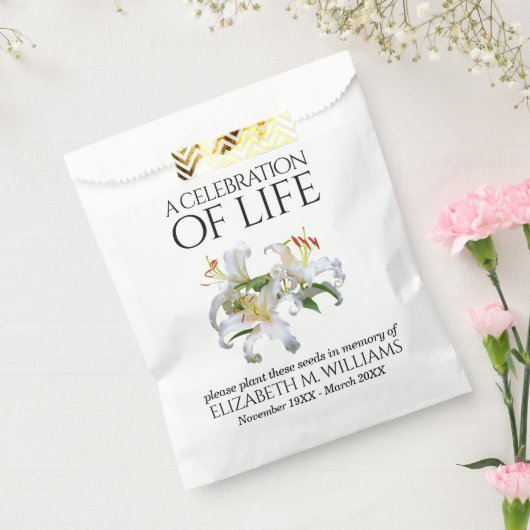 Elegantes White Lilies Memorial Seed Packet Geschenktütchen (Versiegelt)