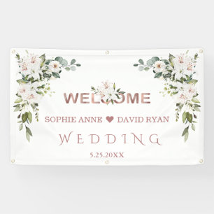 Elegantes White Lilies Wedding Gold Willkommenszei Banner