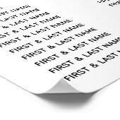 Elegantes White Lilies Wedding Seating Chart Poster (Ecke)