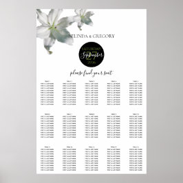 Elegantes White Lilies Wedding Seating Chart Poster