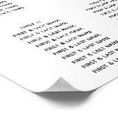 Elegantes White Lilies Wedding Seating Chart Poster (Ecke)