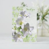 Elegantes White Lily Blume Beileid Dankeskarte (Stehend Vorderseite)