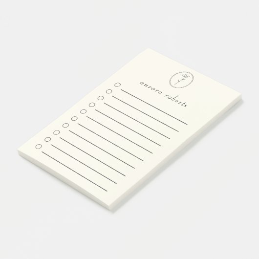 Elegantes White Linen & Blume Logo-Skript Post-it Klebezettel (angewinkelt)