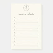 Elegantes White Linen & Blume Logo-Skript Post-it Klebezettel (Vorderseite)