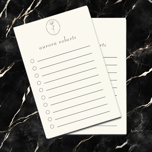 Elegantes White Linen & Blume Logo-Skript Post-it Klebezettel