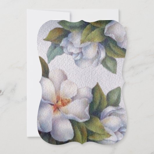 Elegantes White Magnolia Foto Hochzeit Einladung (Rückseite)