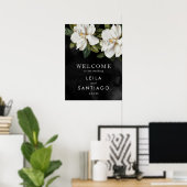 Elegantes White Magnolia Wedding Welcome Poster-Ze Poster (Heimbüro)