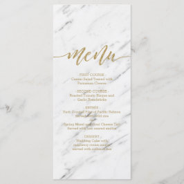 Elegantes White Marble & Gold Foil Wedding Menü Menükarte