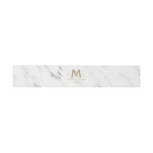 Elegantes White Marble & Gold Foil Wedding Monogra Einladungsbanderole (Flach)