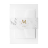 Elegantes White Marble & Gold Foil Wedding Monogra Einladungsbanderole (Vorderseite Beispiel)