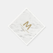 Elegantes White Marble & Gold Foil Wedding Monogra Serviette (Ecke)