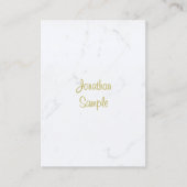 Elegantes White Marble Gold Script Luxuriös Schlic Visitenkarte (Vorderseite)