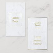Elegantes White Marble Gold Script Luxuriös Schlic Visitenkarte (Vorne/Hinten)