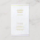 Elegantes White Marble Gold Script Luxuriös Schlic Visitenkarte (Rückseite)