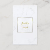Elegantes White Marble Gold Script Luxury Template Visitenkarte (Vorderseite)