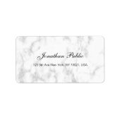 Elegantes White Marble Script Luxury Beruflich Adressaufkleber (Vorne)