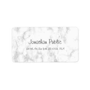 Elegantes White Marble Script Luxury Modern Trendy Adressaufkleber