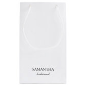 Elegantes White Minimalistisch Wedding Bridesmaid Kleine Geschenktüte (Rückseite)