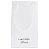 Elegantes White Minimalistisch Wedding Bridesmaid Kleine Geschenktüte (Vorderseite)