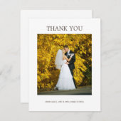 Elegantes White Minimalistisch Wedding Foto Dankeskarte (Vorne/Hinten)