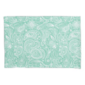 Elegantes White & Mint Floral Paisley Muster Kissenbezug (Vorderseite)