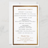 Elegantes White mit Gold Trim Wedding Programm (Rückseite)