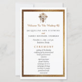 Elegantes White mit Gold Trim Wedding Programm (Vorderseite)