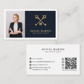 Elegantes White & Navy Beruflich Real Anwesen Visitenkarte (Vorne/Hinten)