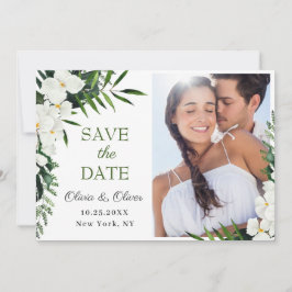 Elegantes White Orchid Bohemisch Floral Wedding FO Save The Date